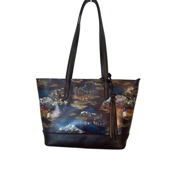 NWOT Patricia Nash Verzi Tote Montana Prairie Skies Leather Handbag With Tassel - Picture 5 of 13